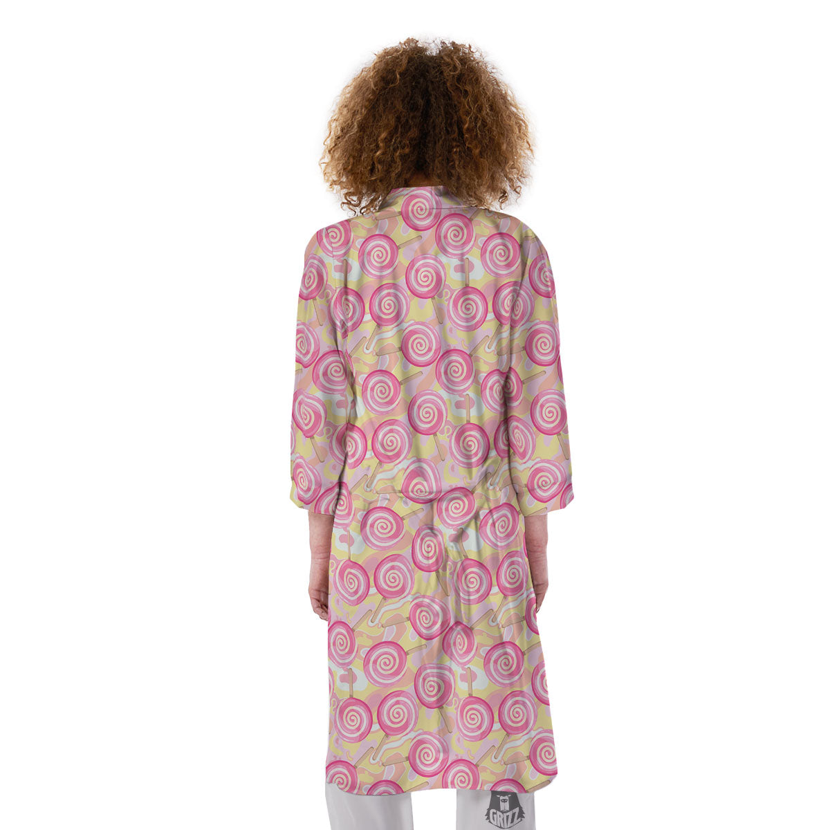 Swirl Pink Lollipop Print Pattern Kimono-grizzshop