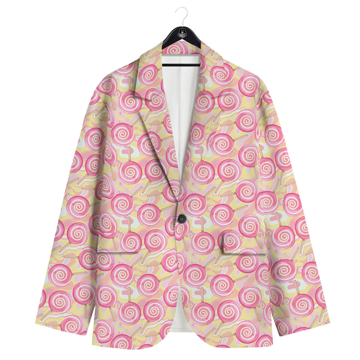 Swirl Pink Lollipop Print Pattern Men's Sport Coat-grizzshop
