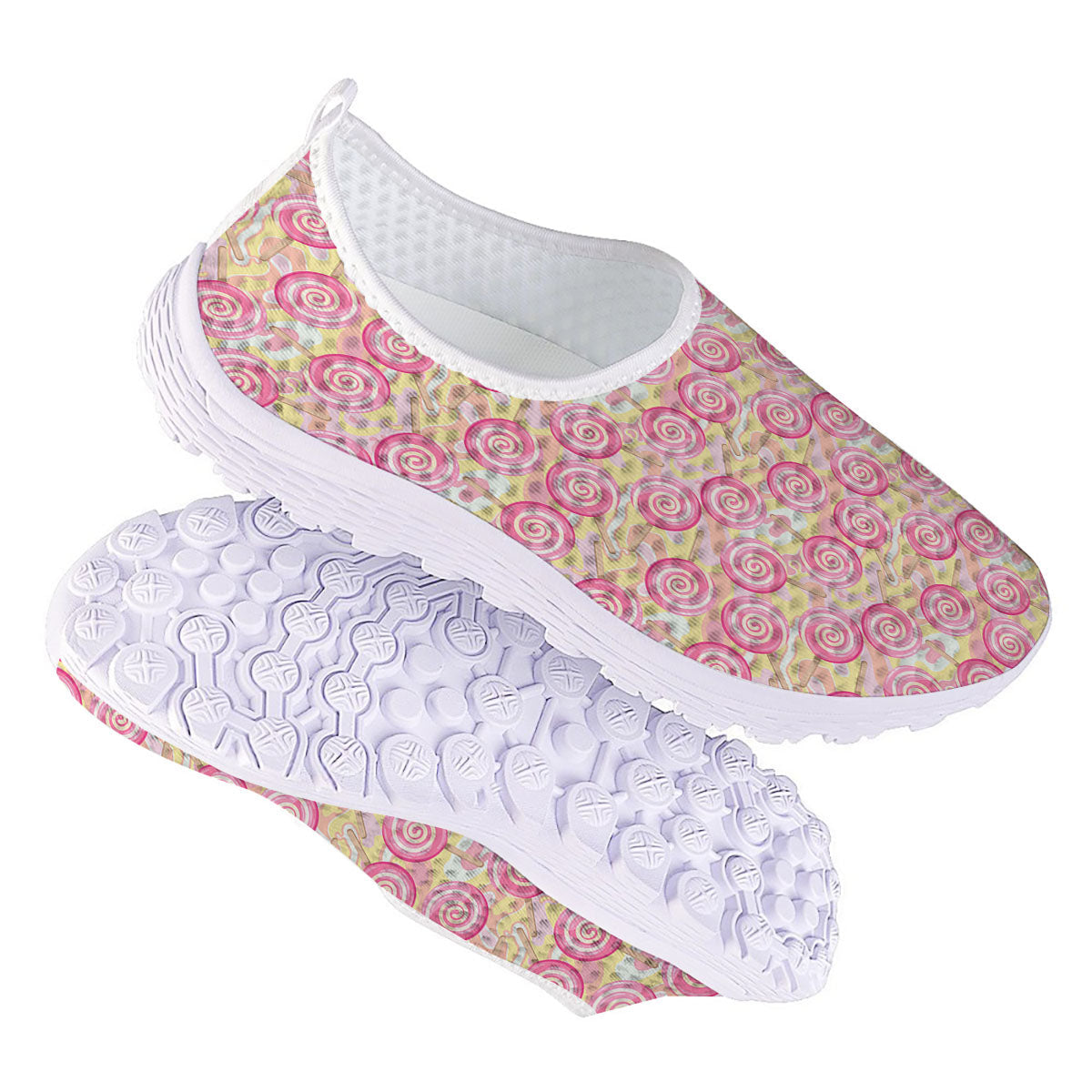 Swirl Pink Lollipop Print Pattern Nurse Shoes-grizzshop
