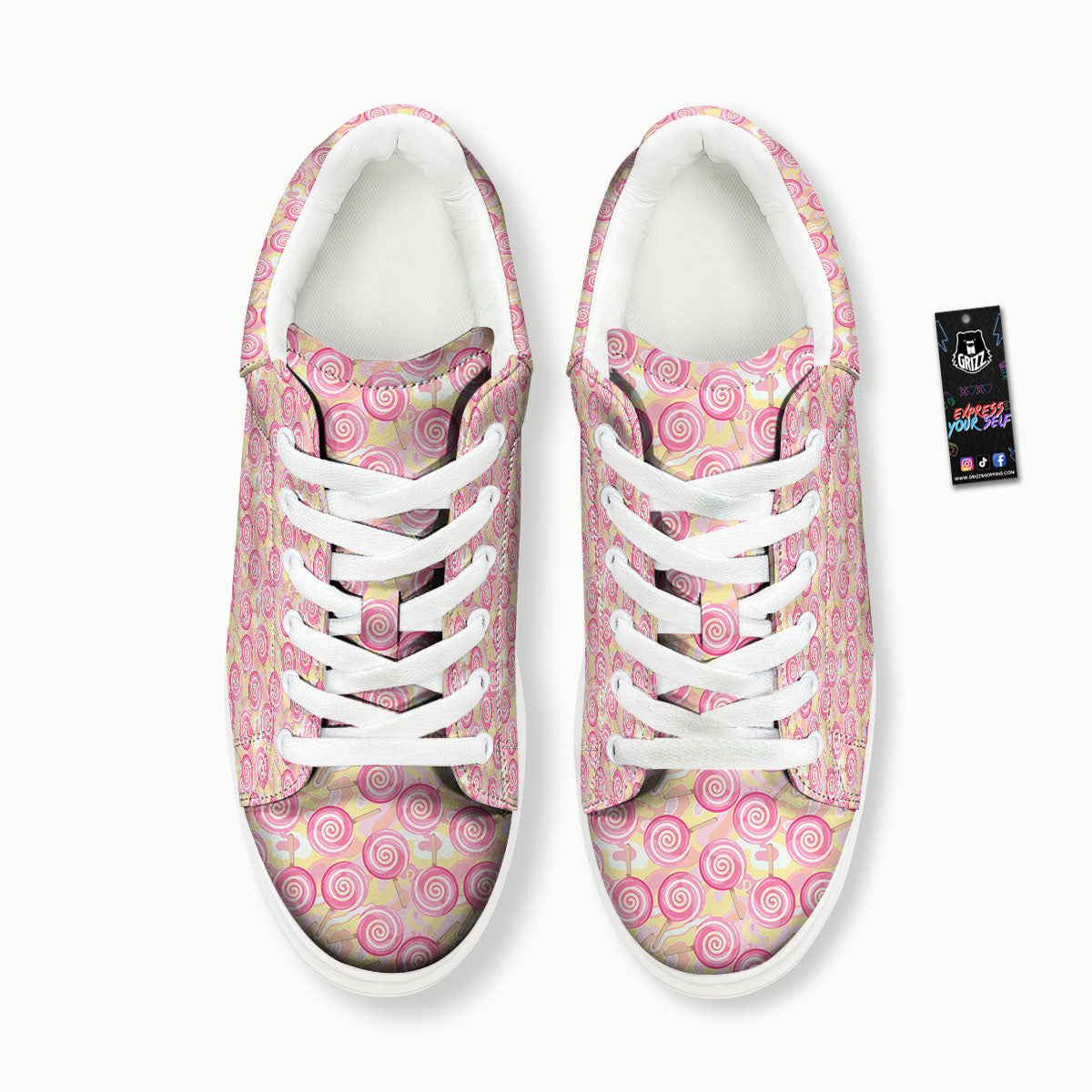 Swirl Pink Lollipop Print Pattern Platform Shoes-grizzshop