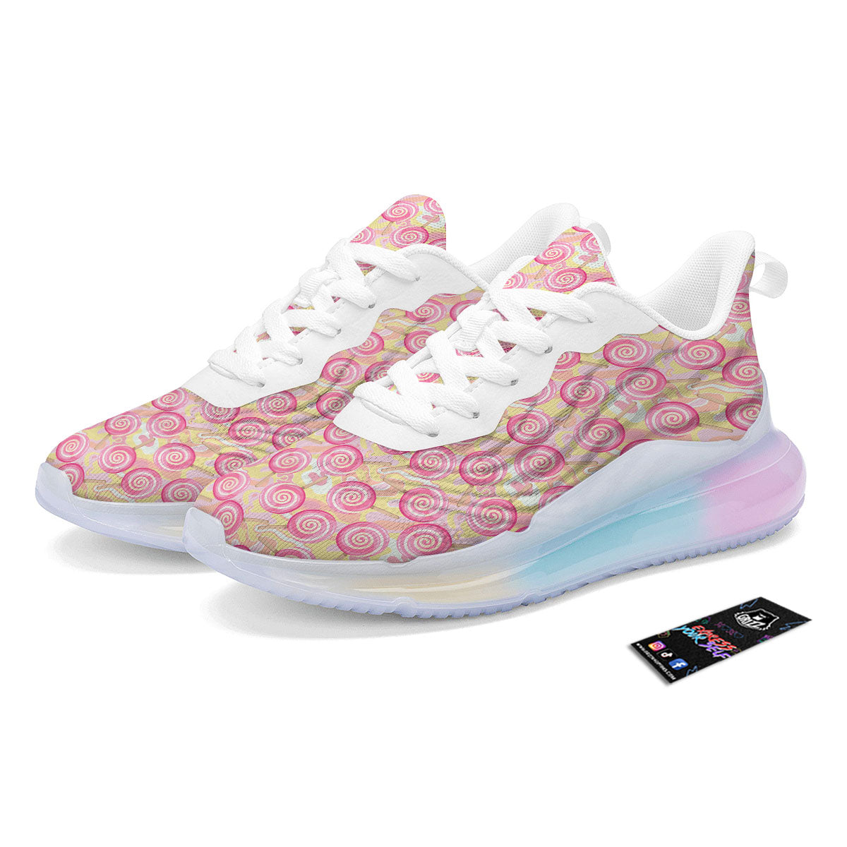 Swirl Pink Lollipop Print Pattern Running Sneakers-grizzshop