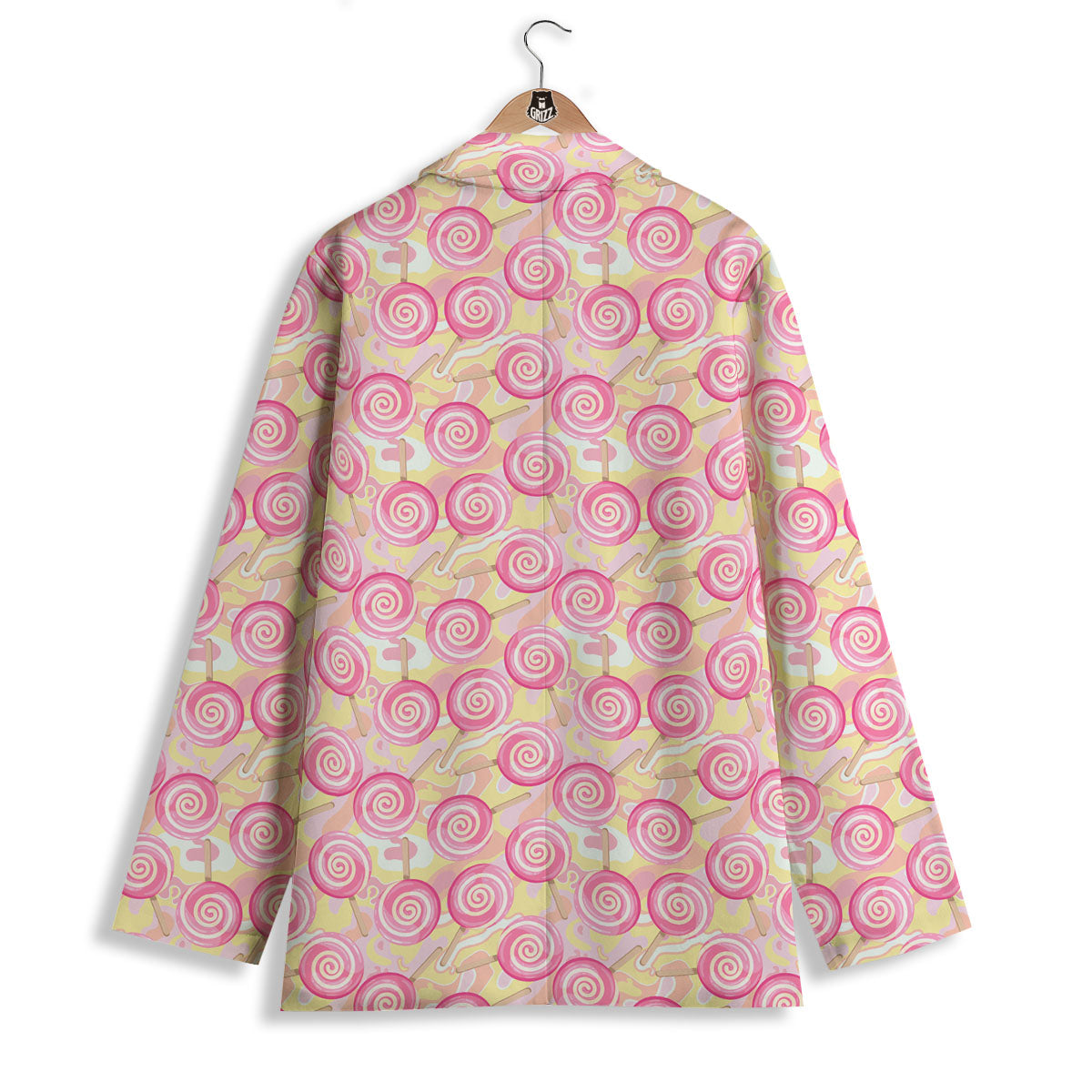 Swirl Pink Lollipop Print Pattern Women's Blazer-grizzshop