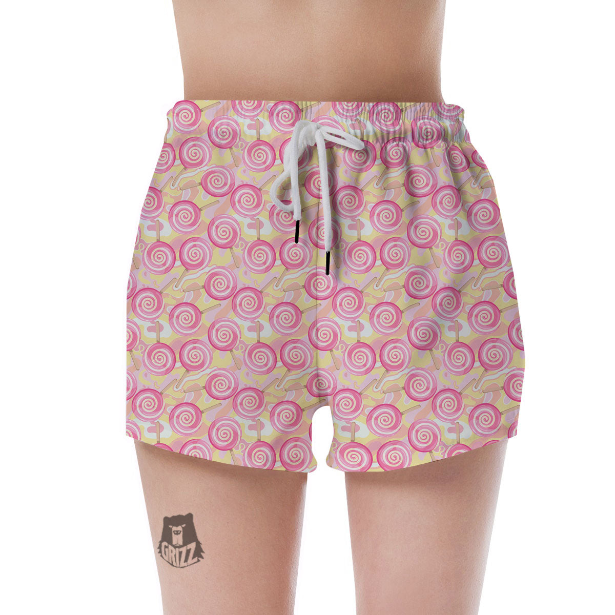 Swirl Pink Lollipop Print Pattern Women's Shorts-grizzshop
