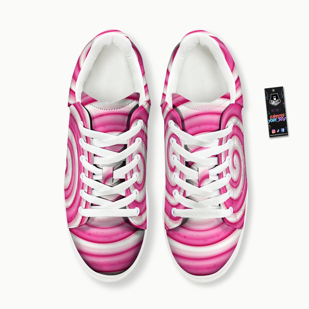 Swirl Pink Lollipop Print Platform Shoes-grizzshop