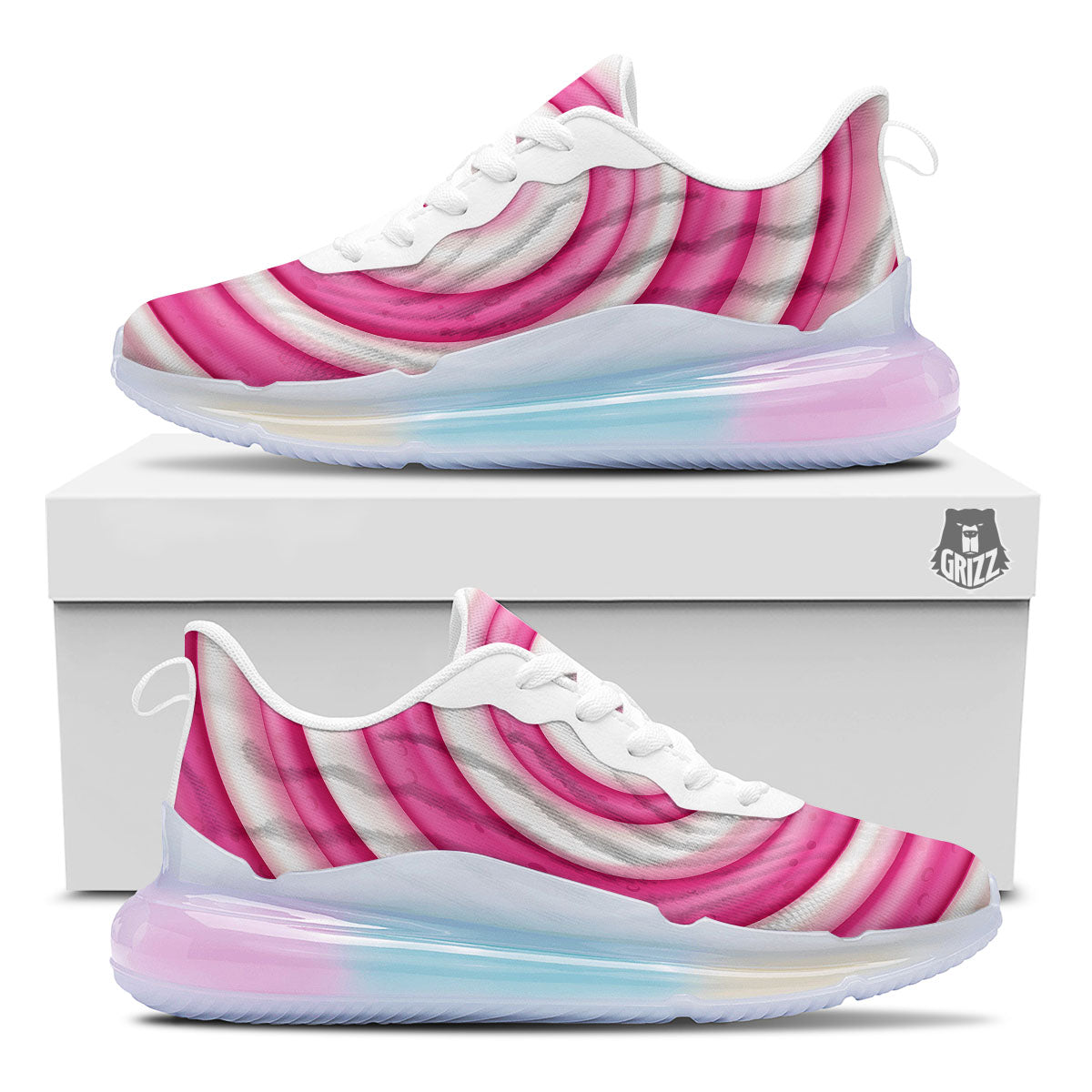 Swirl Pink Lollipop Print Running Sneakers-grizzshop