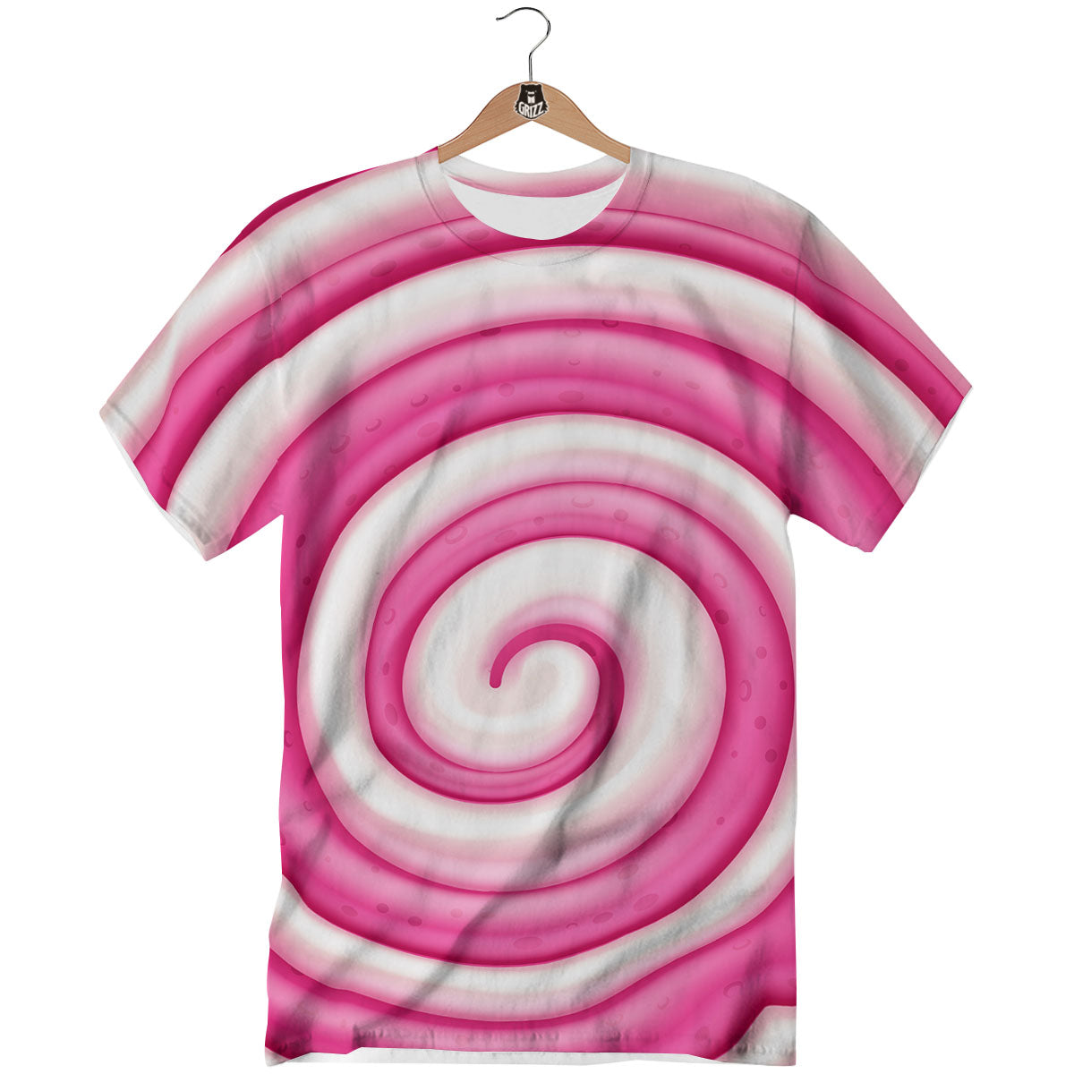 Swirl Pink Lollipop Print T-Shirt-grizzshop
