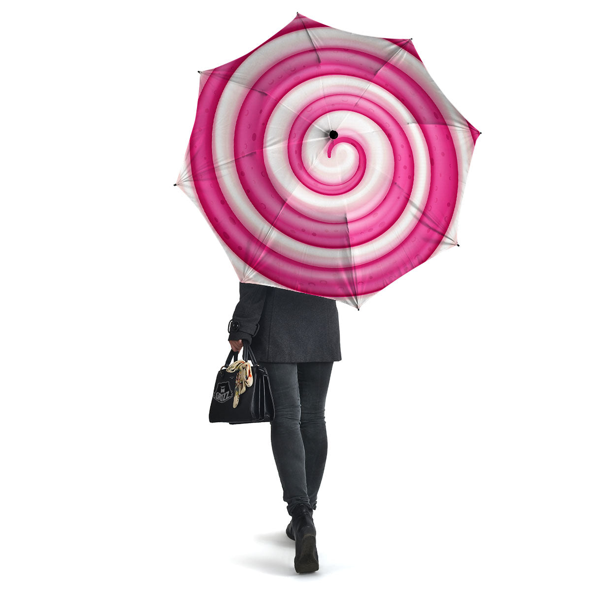 Swirl Pink Lollipop Print Umbrella-grizzshop