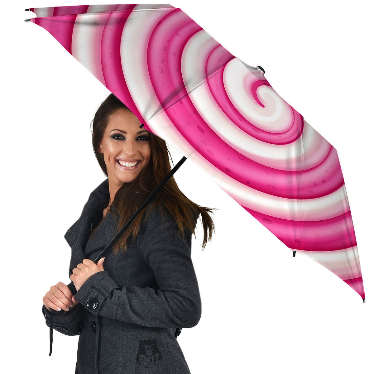 Swirl Pink Lollipop Print Umbrella-grizzshop