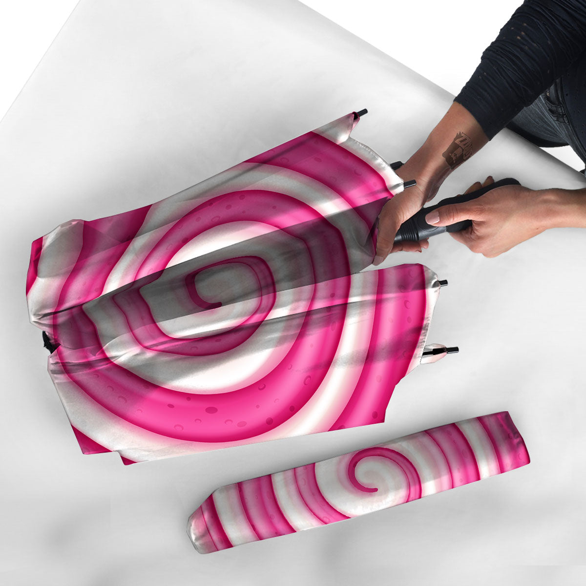 Swirl Pink Lollipop Print Umbrella-grizzshop