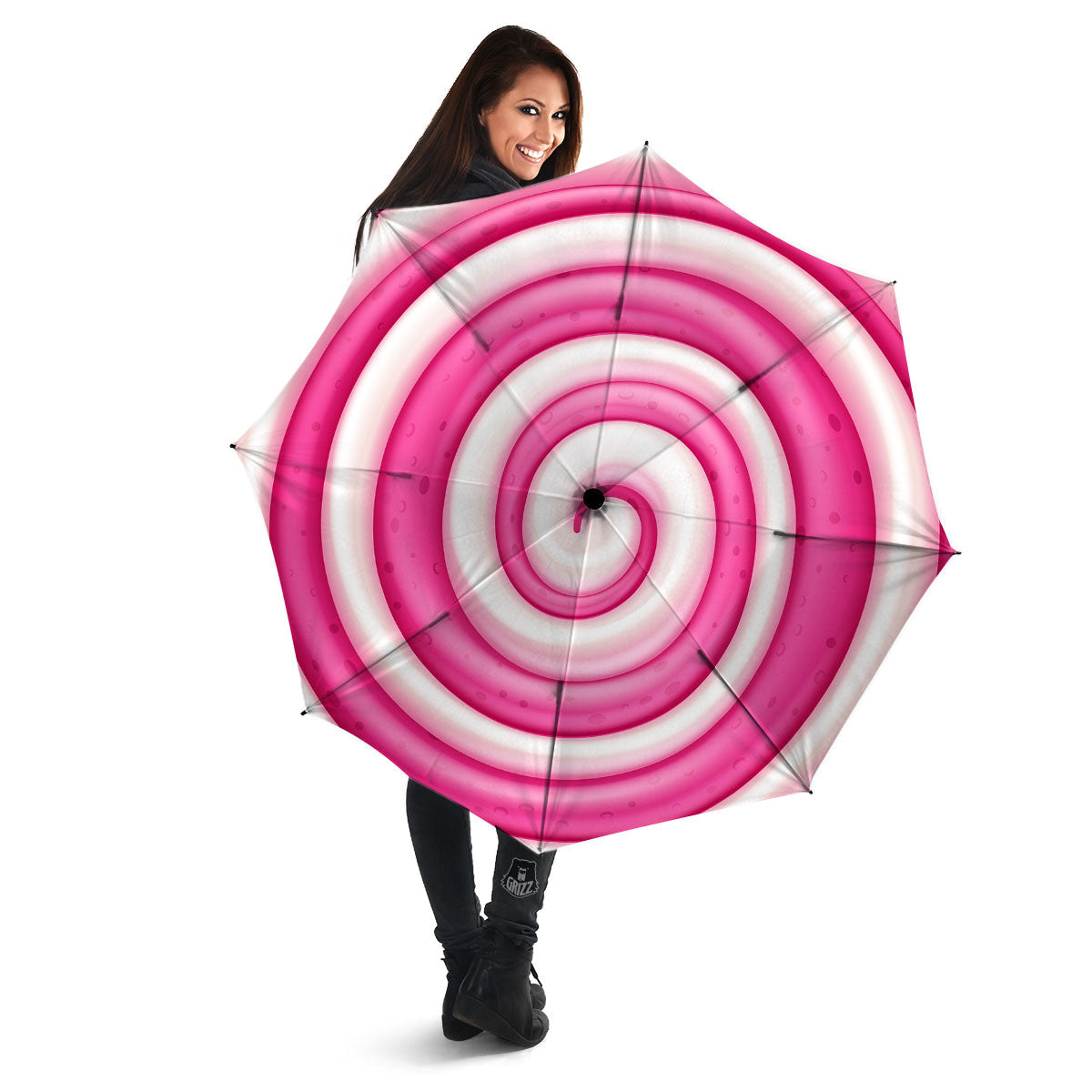 Swirl Pink Lollipop Print Umbrella-grizzshop