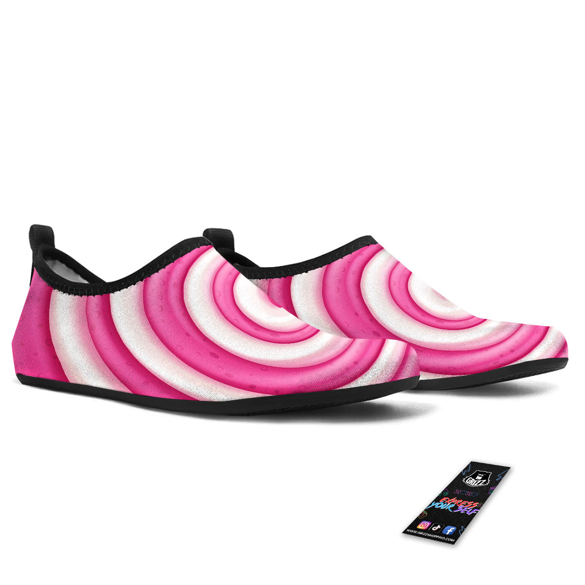Swirl Pink Lollipop Print Water Shoes-grizzshop