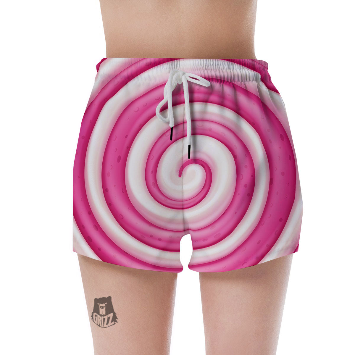 Swirl Pink Lollipop Print Women's Shorts-grizzshop