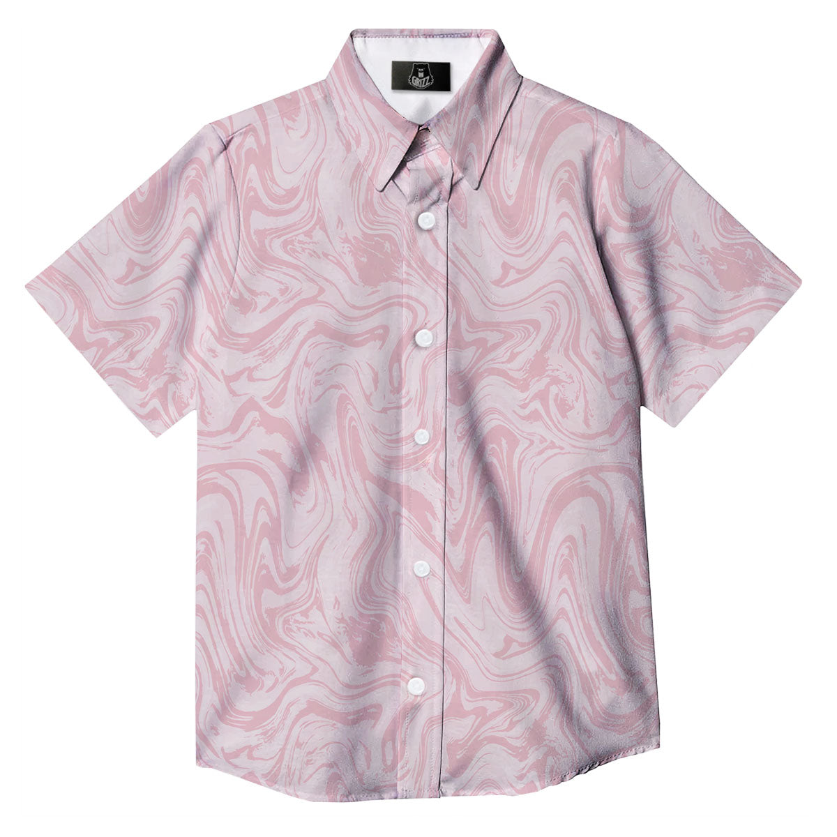 Swirl Pink Print Pattern Button Up Shirt-grizzshop