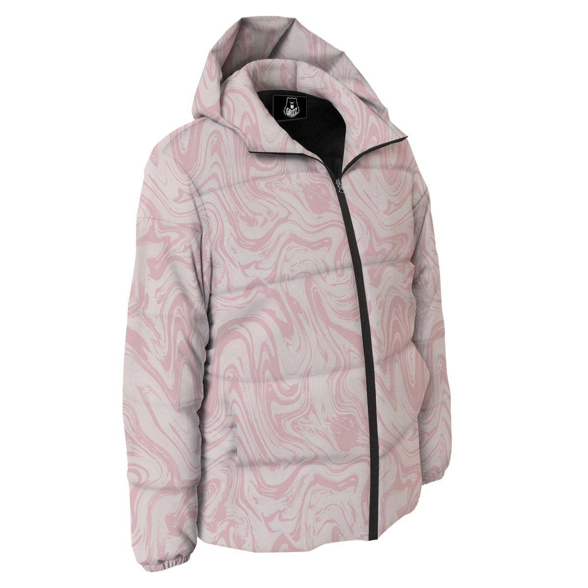 Swirl Pink Print Pattern Down Jacket-grizzshop