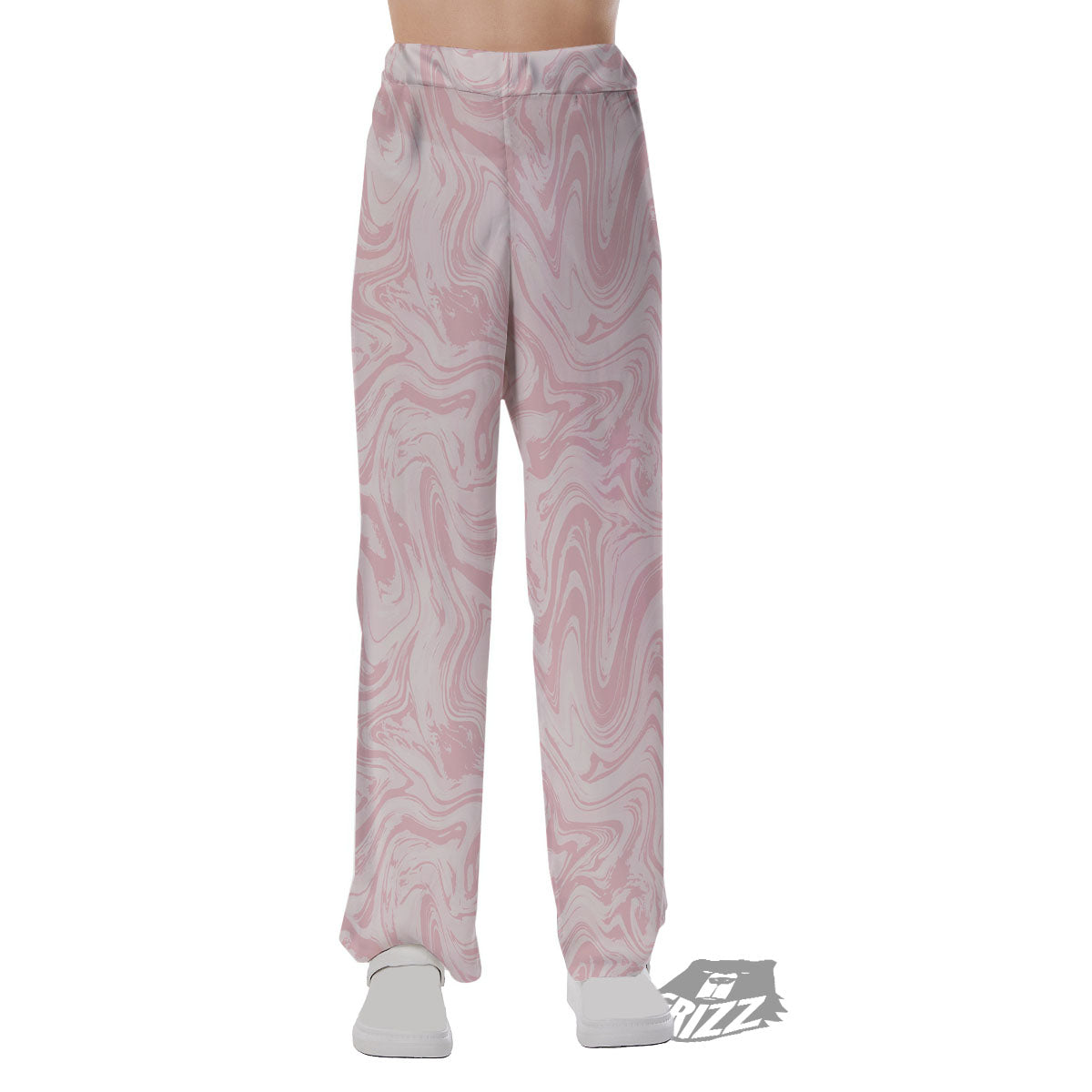Swirl Pink Print Pattern Pajama Pants-grizzshop