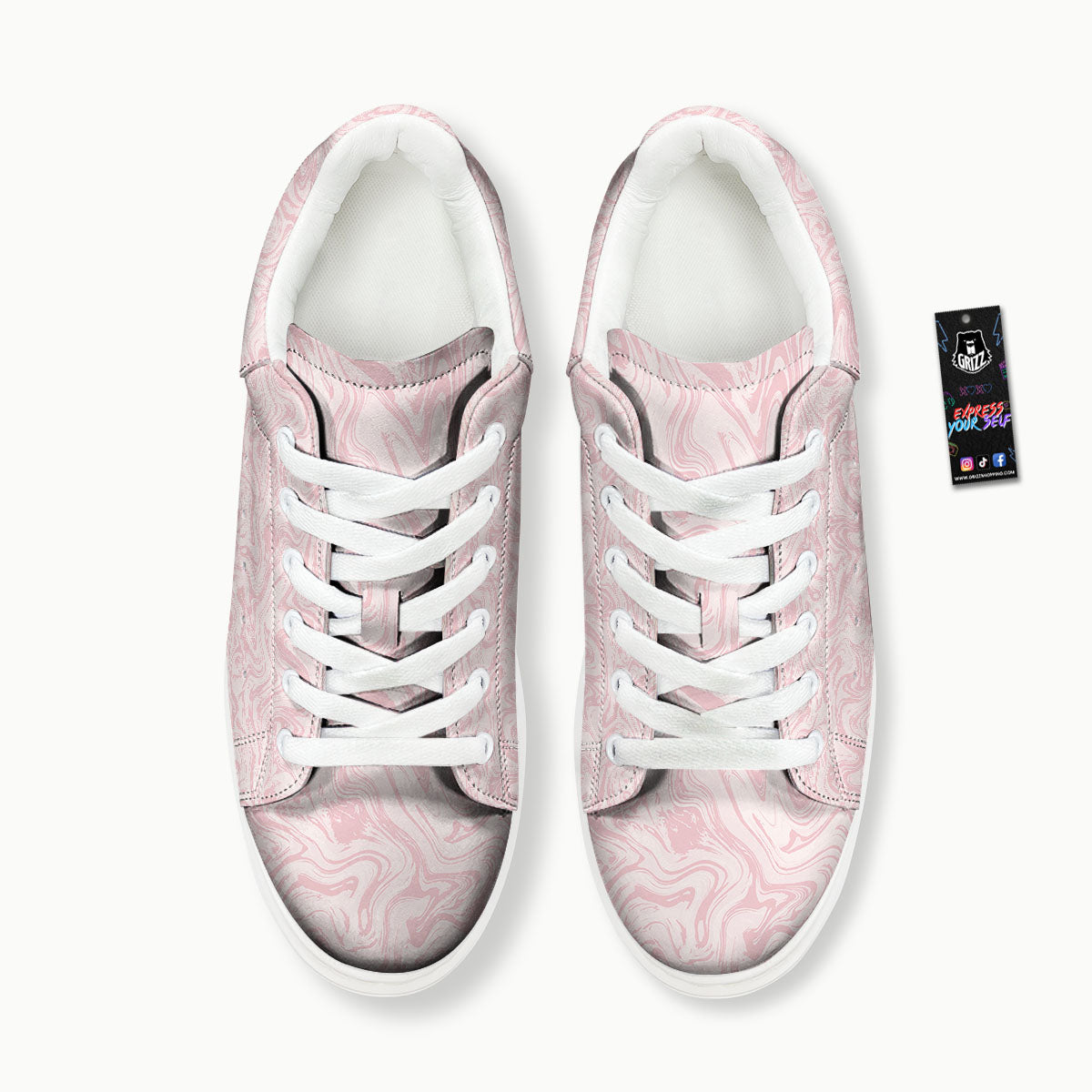 Swirl Pink Print Pattern Platform Shoes-grizzshop