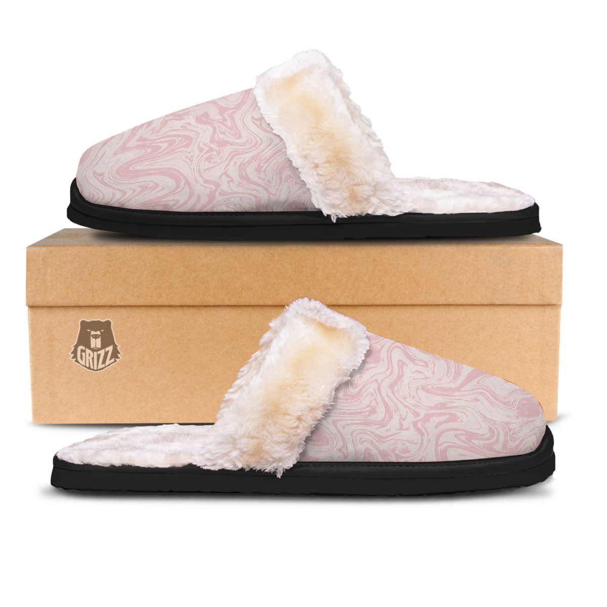 Swirl Pink Print Pattern Slippers-grizzshop