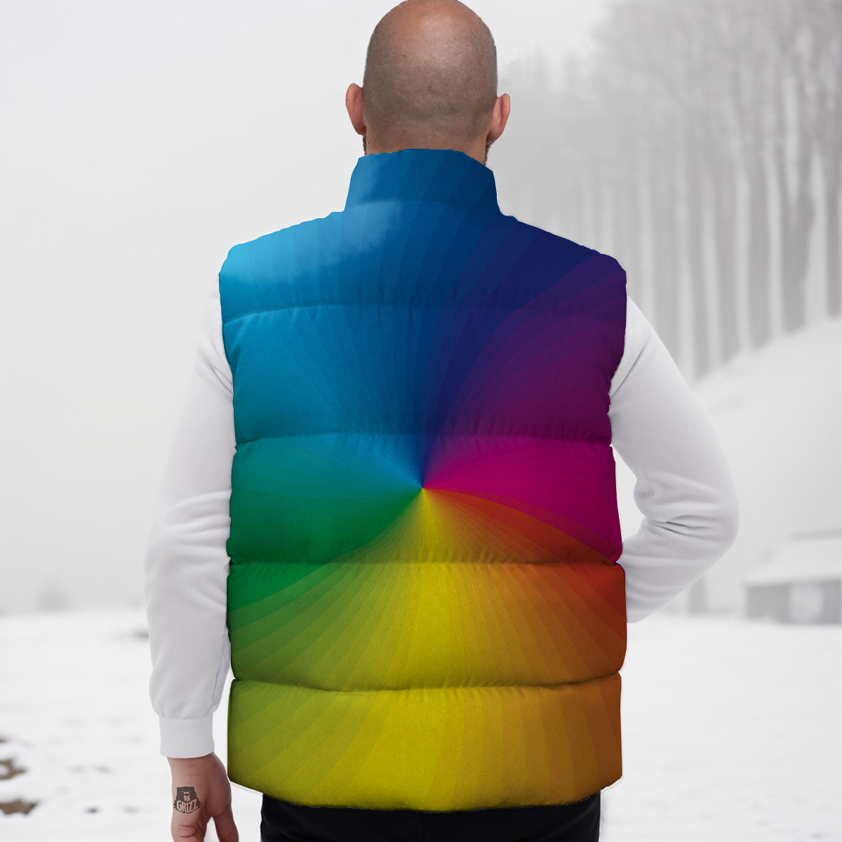 Swirl Rainbow Print Down Vest