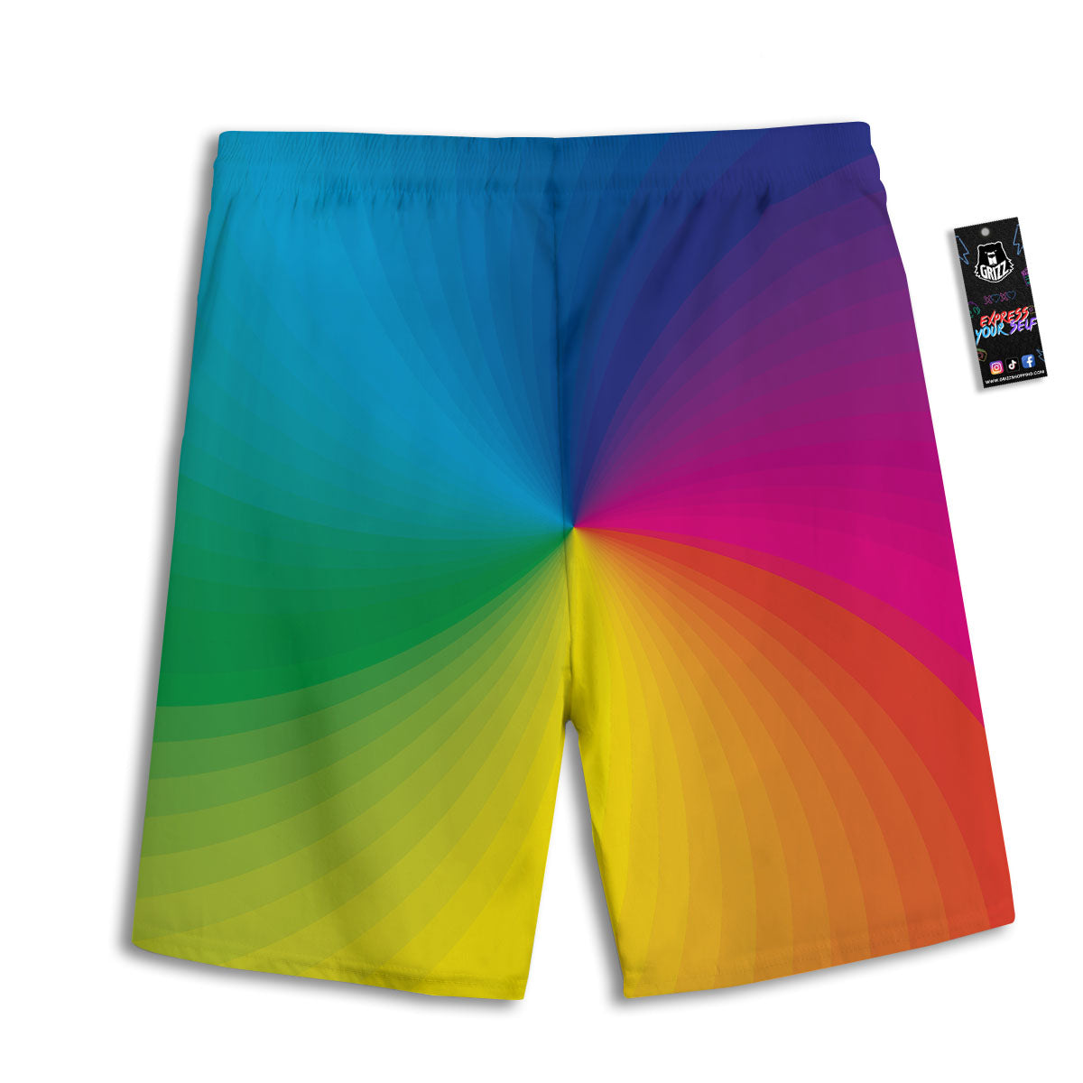Swirl Rainbow Print Men's Athletic Shorts
