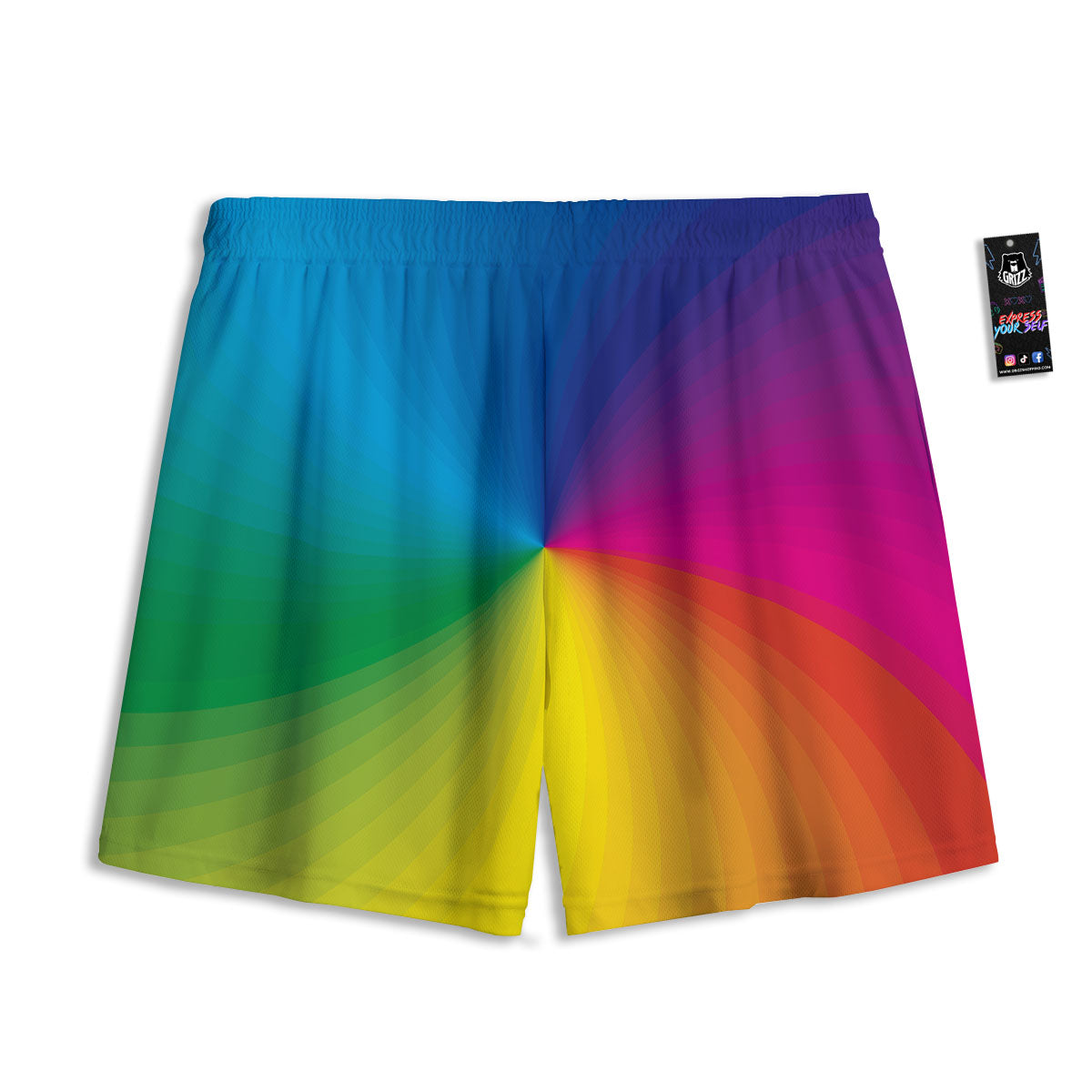 Swirl Rainbow Print Mesh Shorts