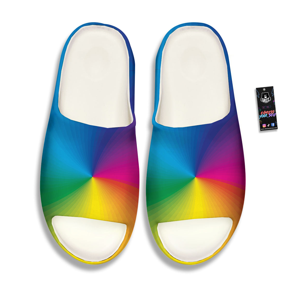 Swirl Rainbow Print Sandals-grizzshop