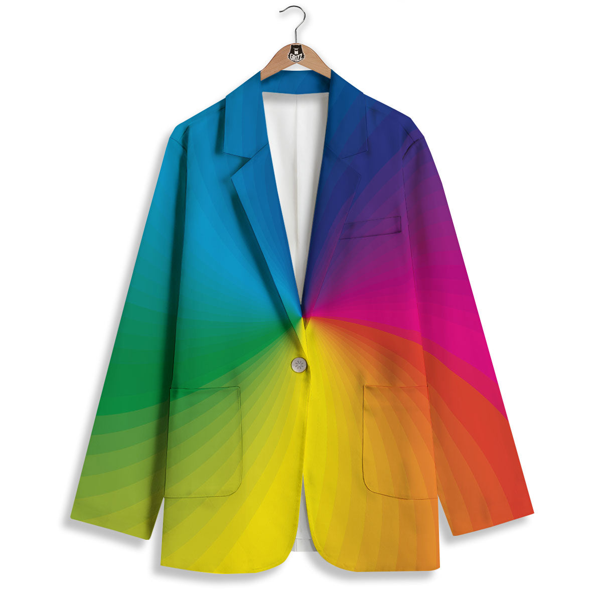 Swirl Rainbow Print Women's Blazer-grizzshop