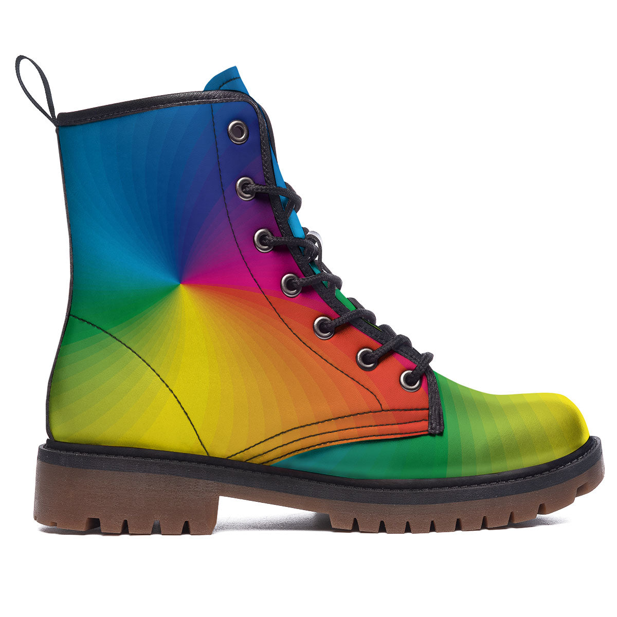 Swirl Rainbow Print Work Boots-grizzshop
