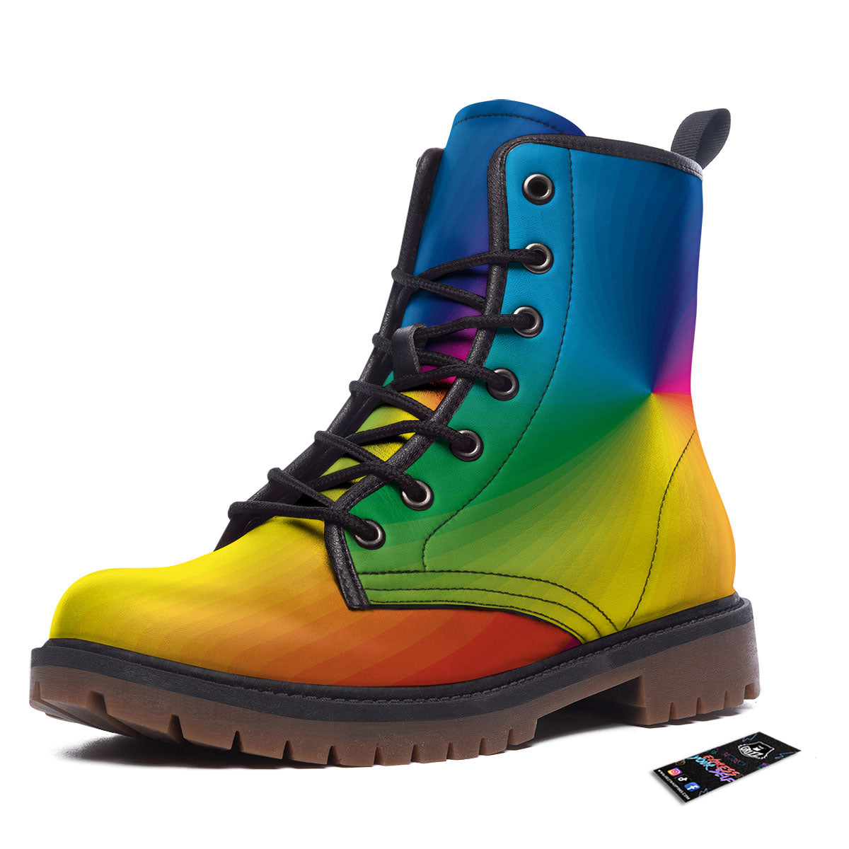 Swirl Rainbow Print Work Boots-grizzshop