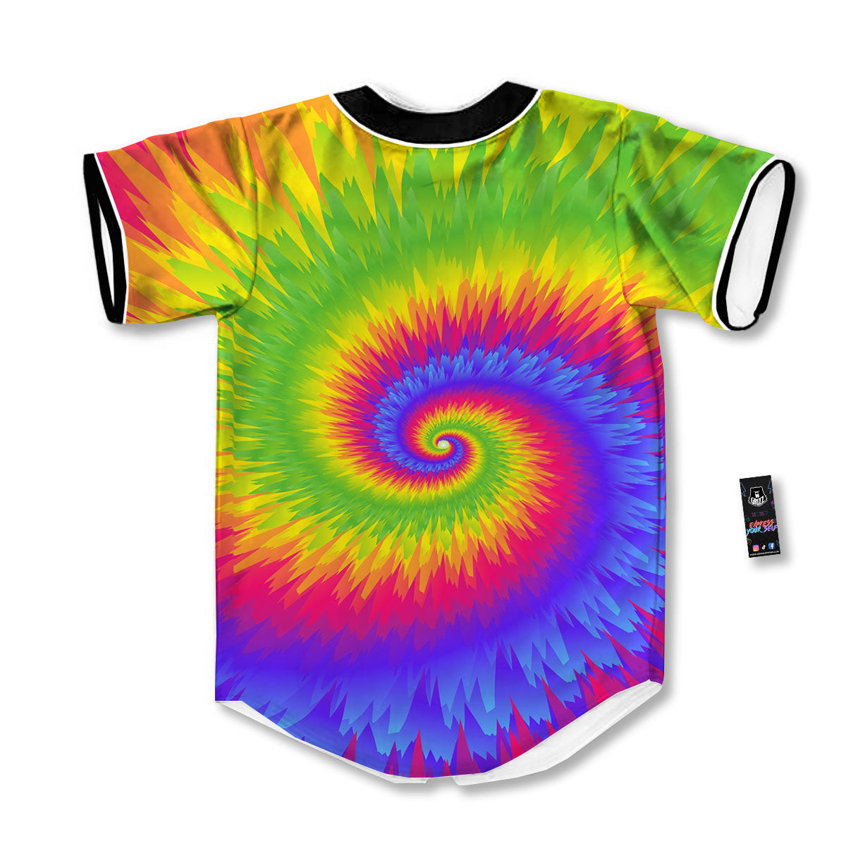 Swirl Rainbow Psychedelic Print Baseball Jersey-grizzshop