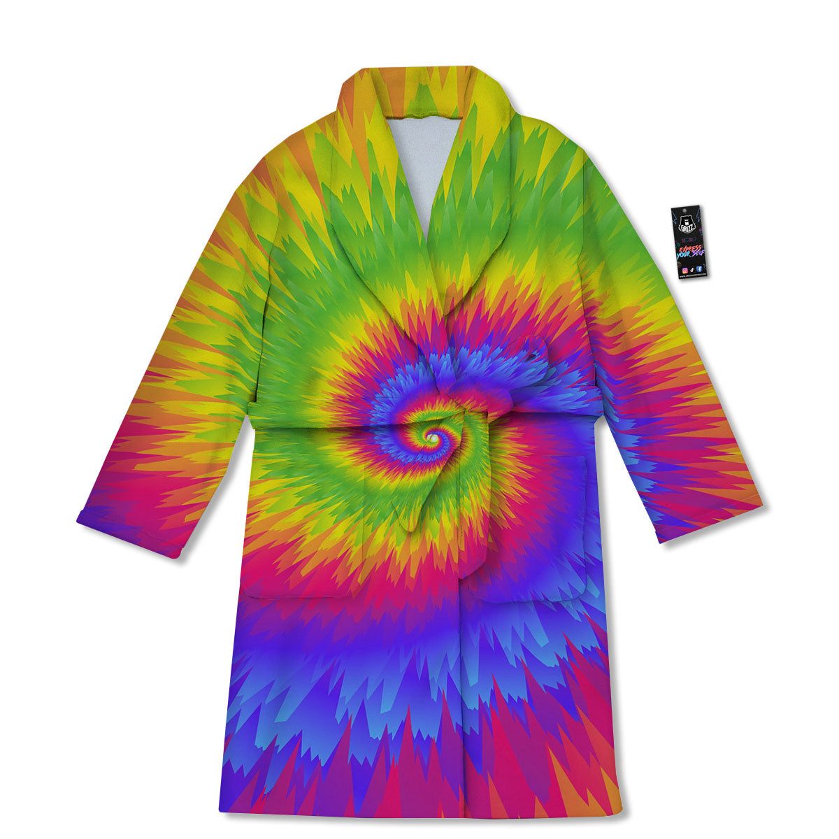 Swirl Rainbow Psychedelic Print Bathrobe-grizzshop
