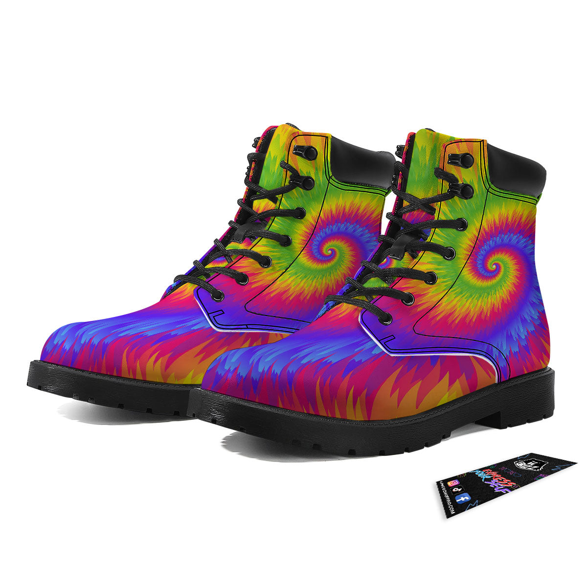 Swirl Rainbow Psychedelic Print Boots-grizzshop