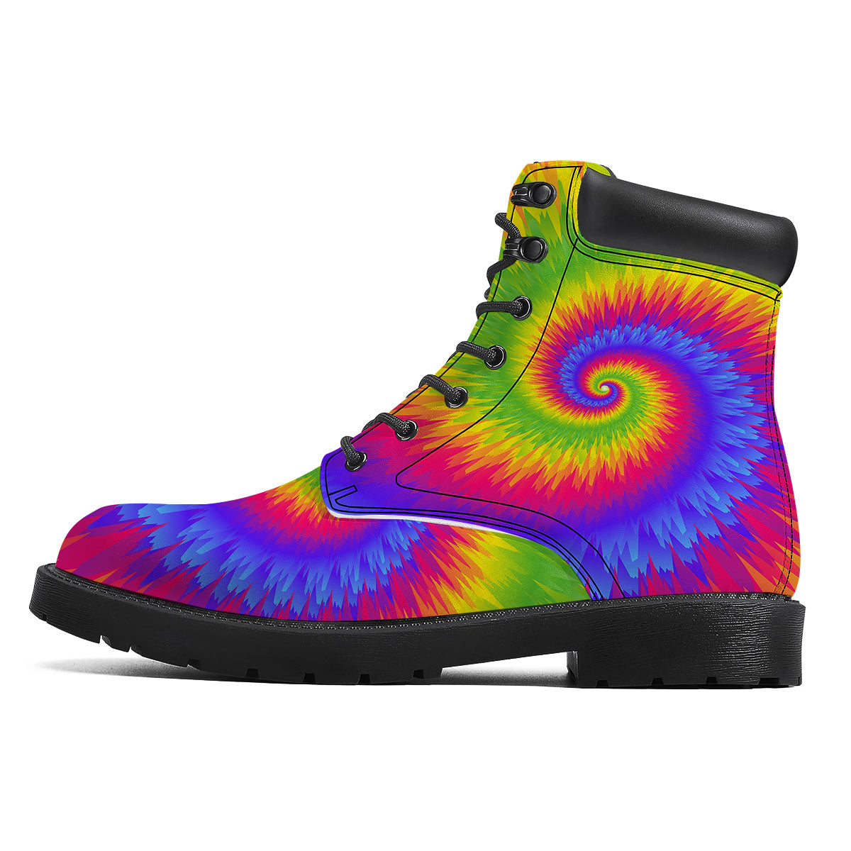 Swirl Rainbow Psychedelic Print Boots-grizzshop