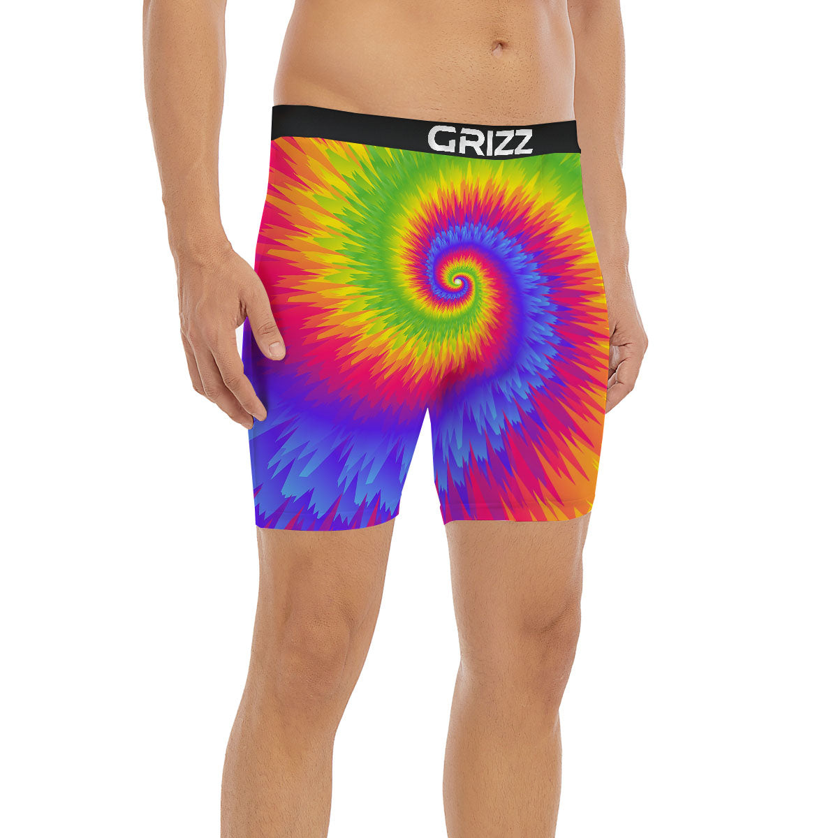 Swirl Rainbow Psychedelic Print Boxer Briefs-grizzshop