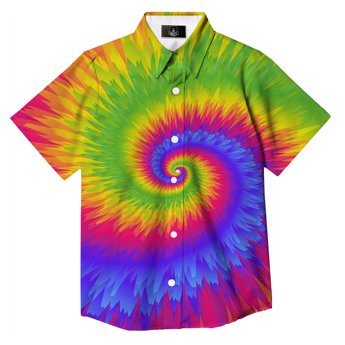 Swirl Rainbow Psychedelic Print Button Up Shirt-grizzshop