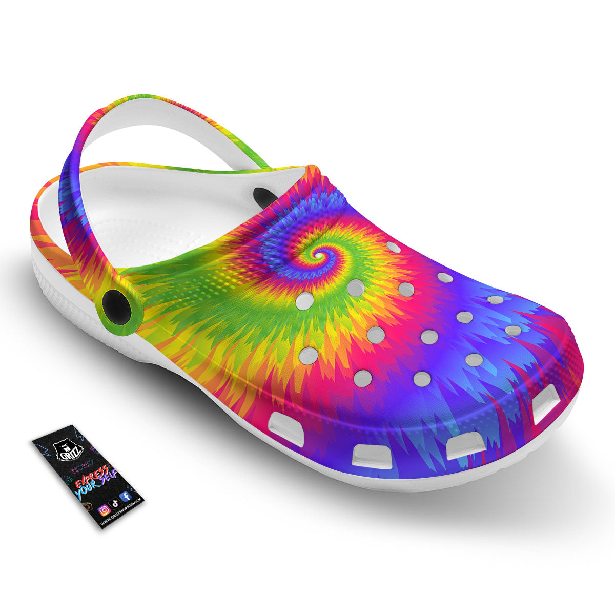 Swirl Rainbow Psychedelic Print Clog-grizzshop