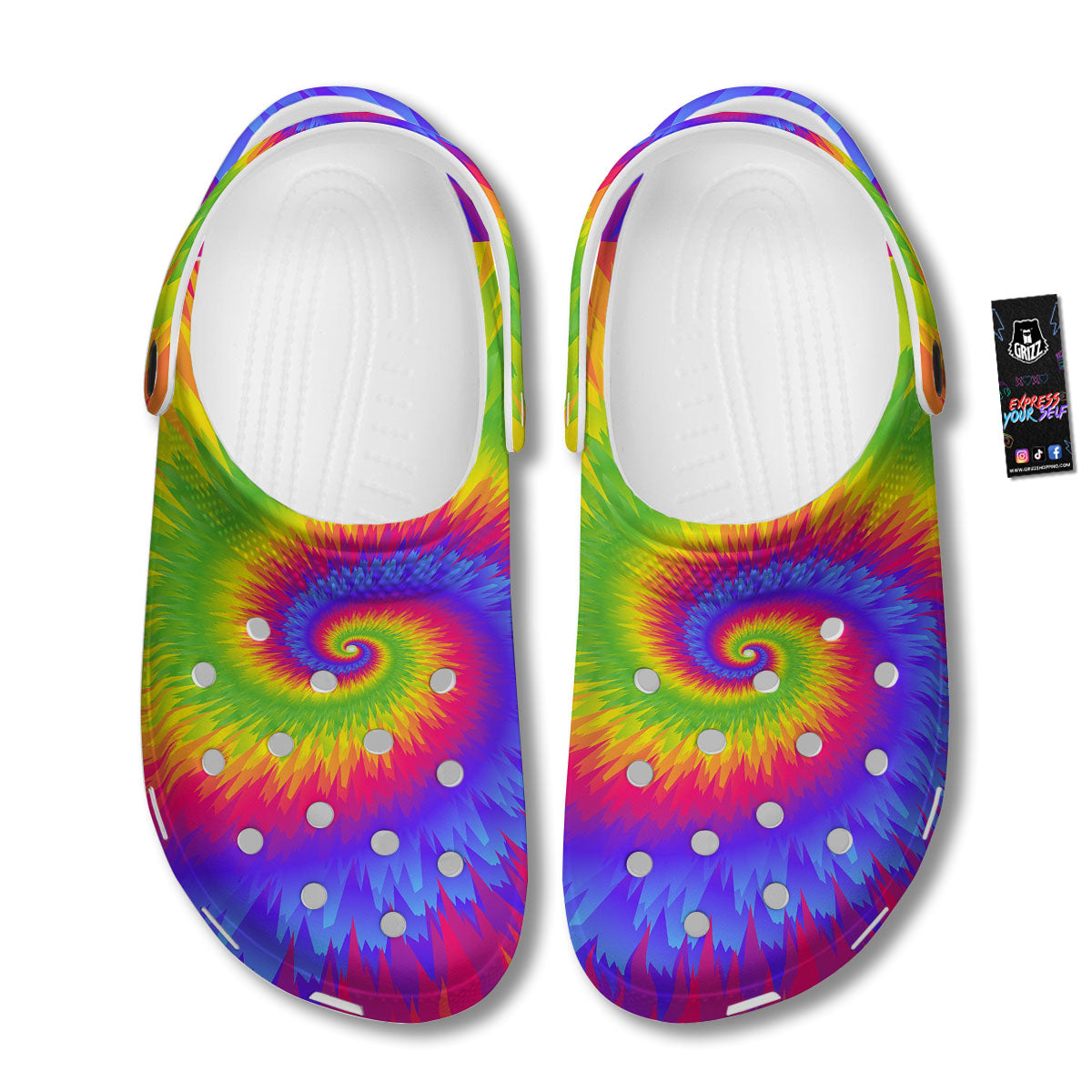 Swirl Rainbow Psychedelic Print Clog-grizzshop