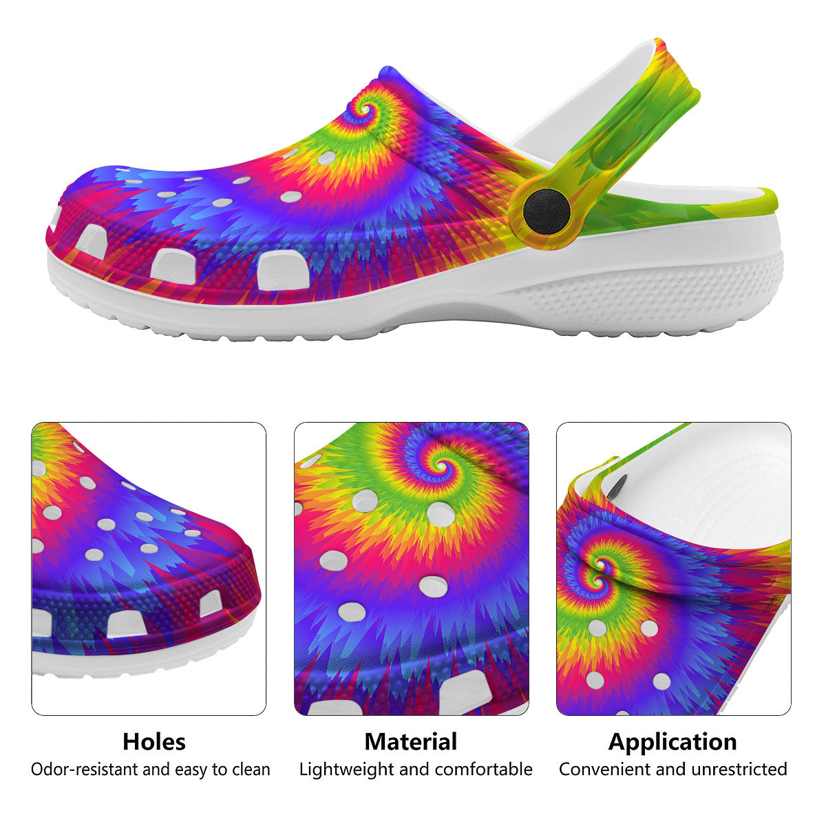 Swirl Rainbow Psychedelic Print Clog-grizzshop