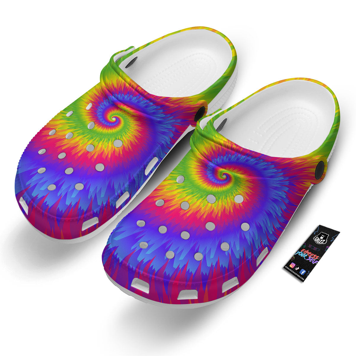 Swirl Rainbow Psychedelic Print Clog-grizzshop