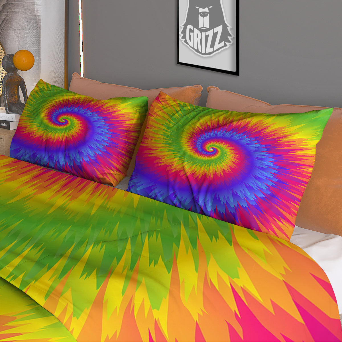 Tie Dye Pink And Teal Print Duvet Cover Bedding Set