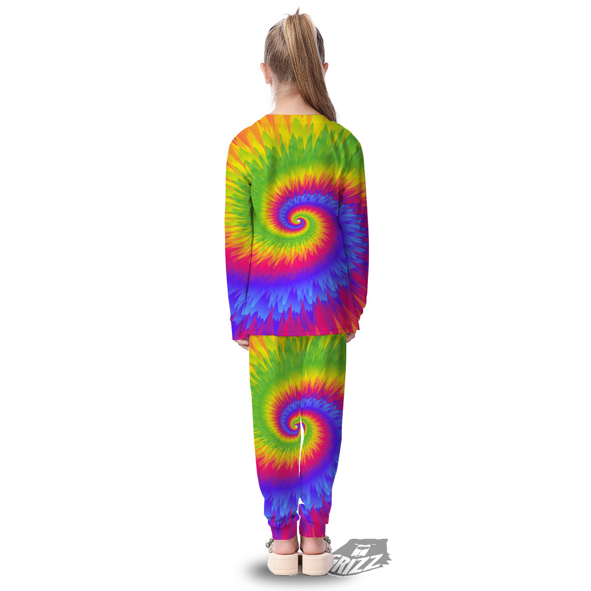 Swirl Rainbow Psychedelic Print Kid's Pajamas-grizzshop