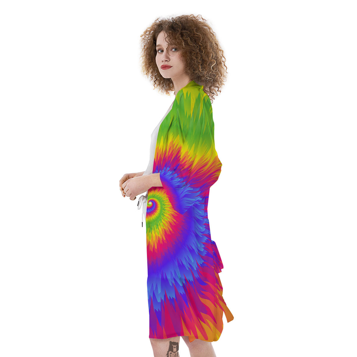 Swirl Rainbow Psychedelic Print Kimono-grizzshop