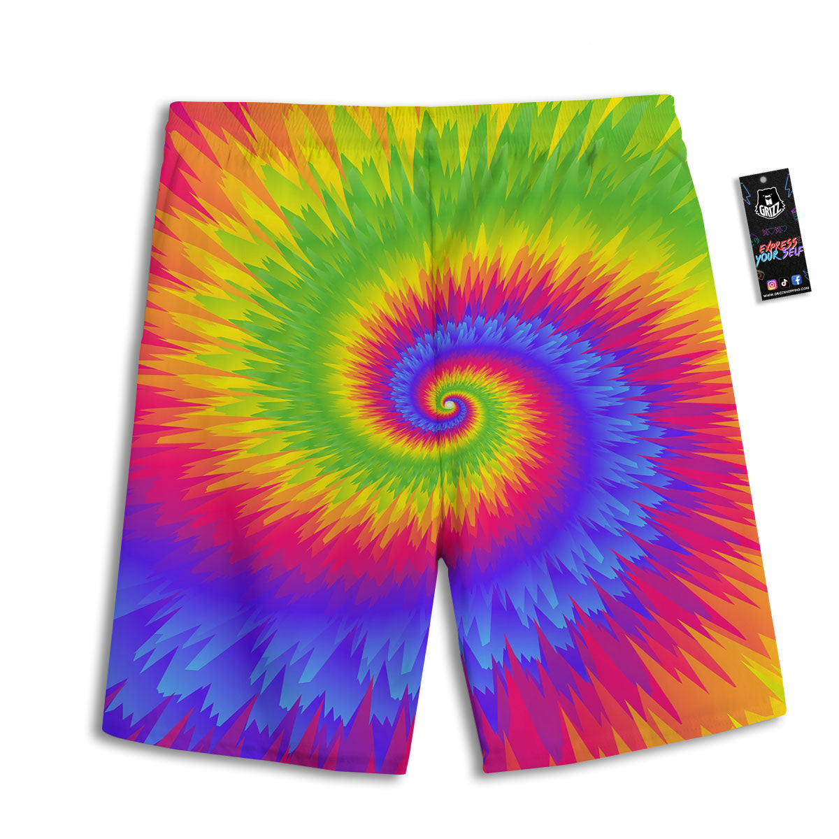 Swirl Rainbow Psychedelic Print Men's Athletic Shorts