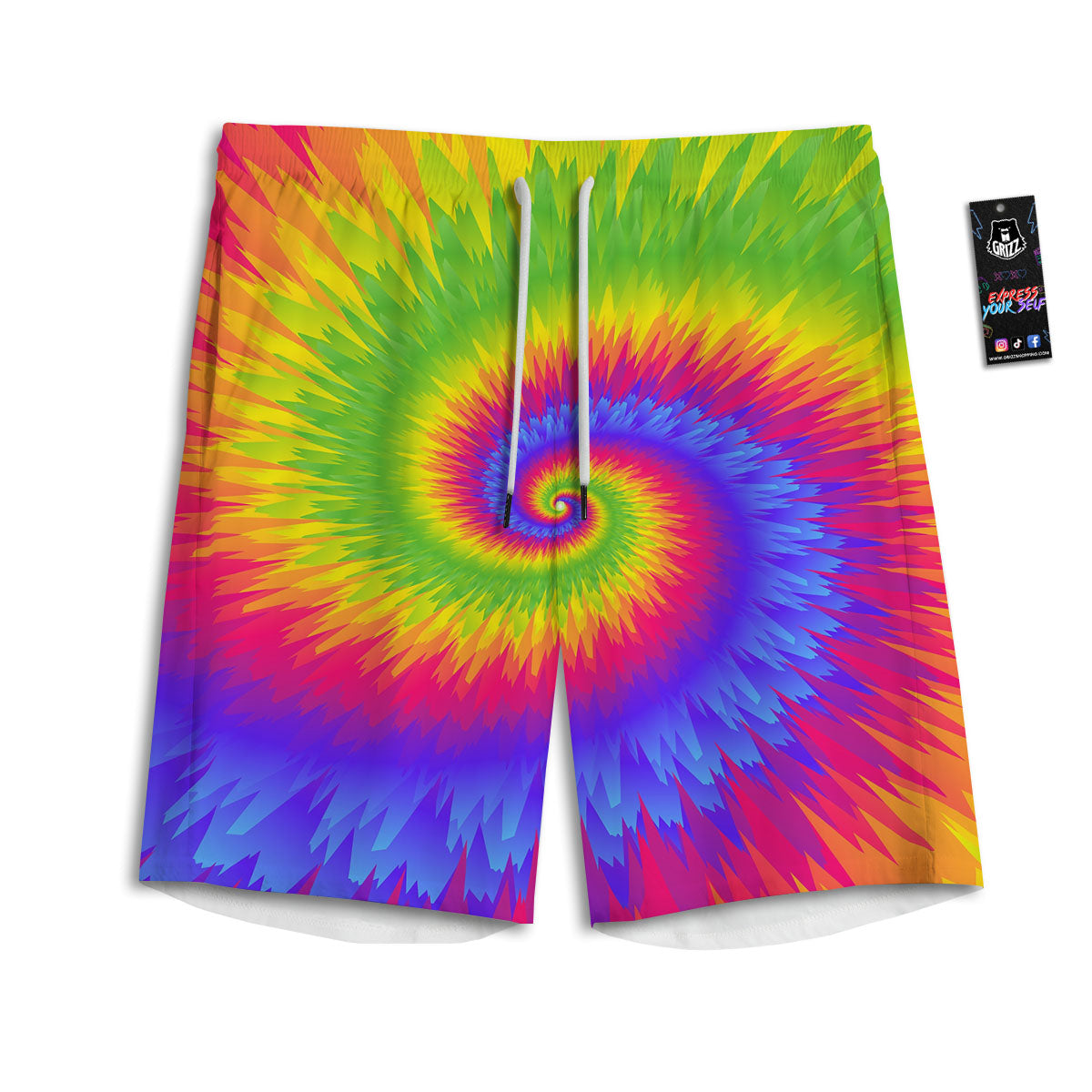 Swirl Rainbow Psychedelic Print Men's Athletic Shorts