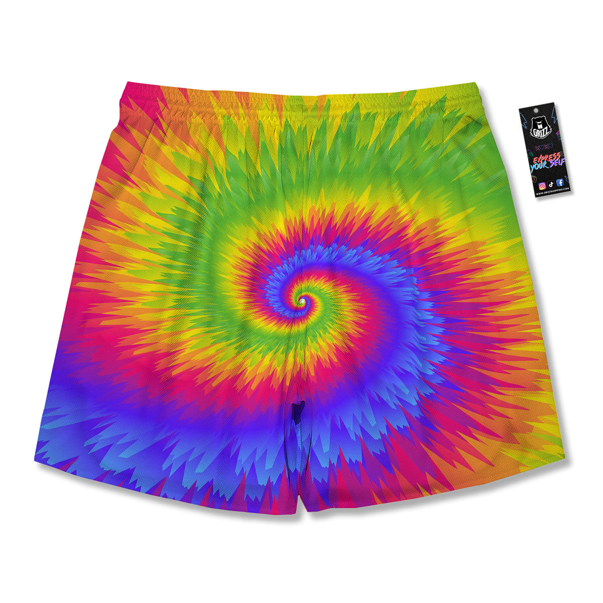 Swirl Rainbow Psychedelic Print Men's Running Shorts-grizzshop