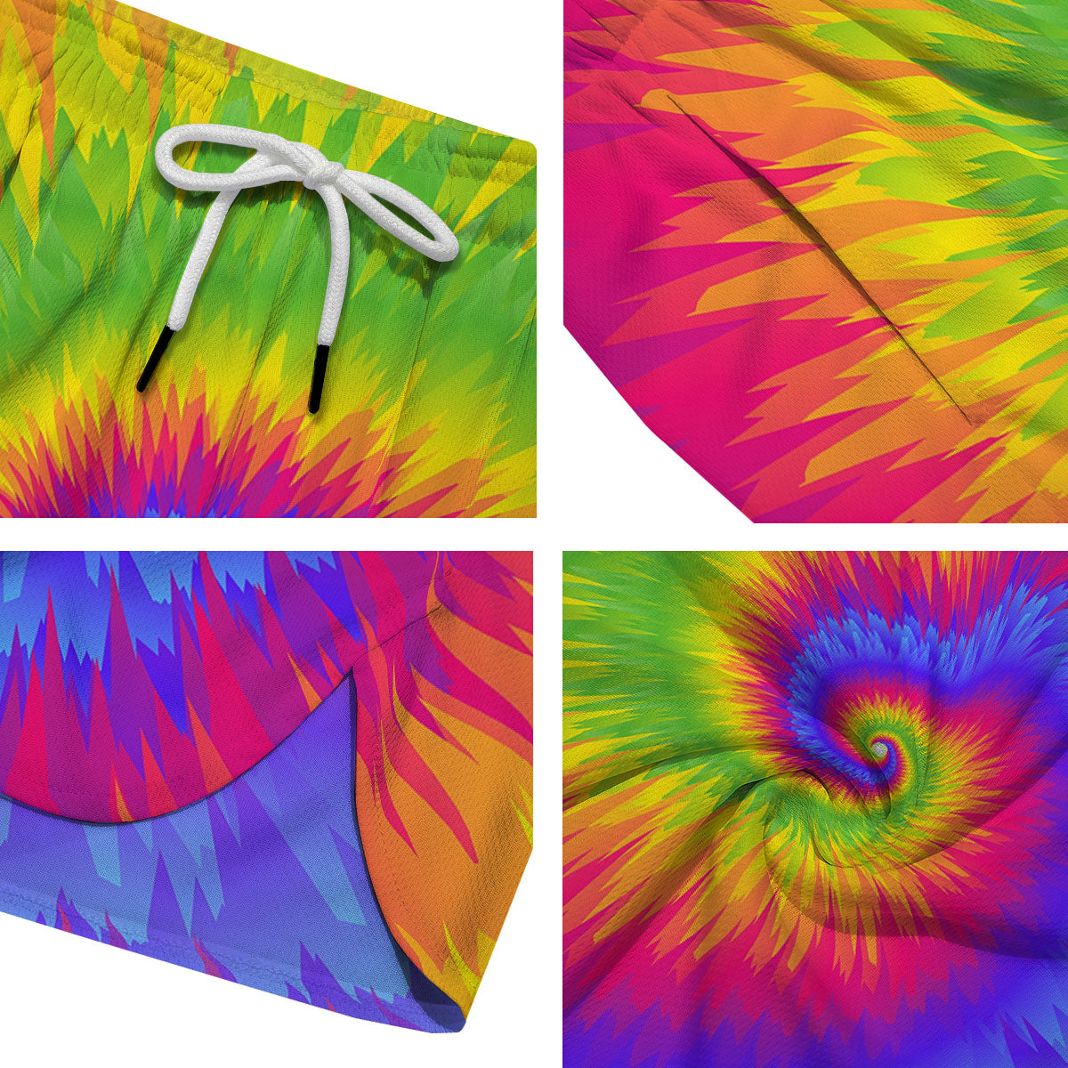 Swirl Rainbow Psychedelic Print Men's Running Shorts-grizzshop