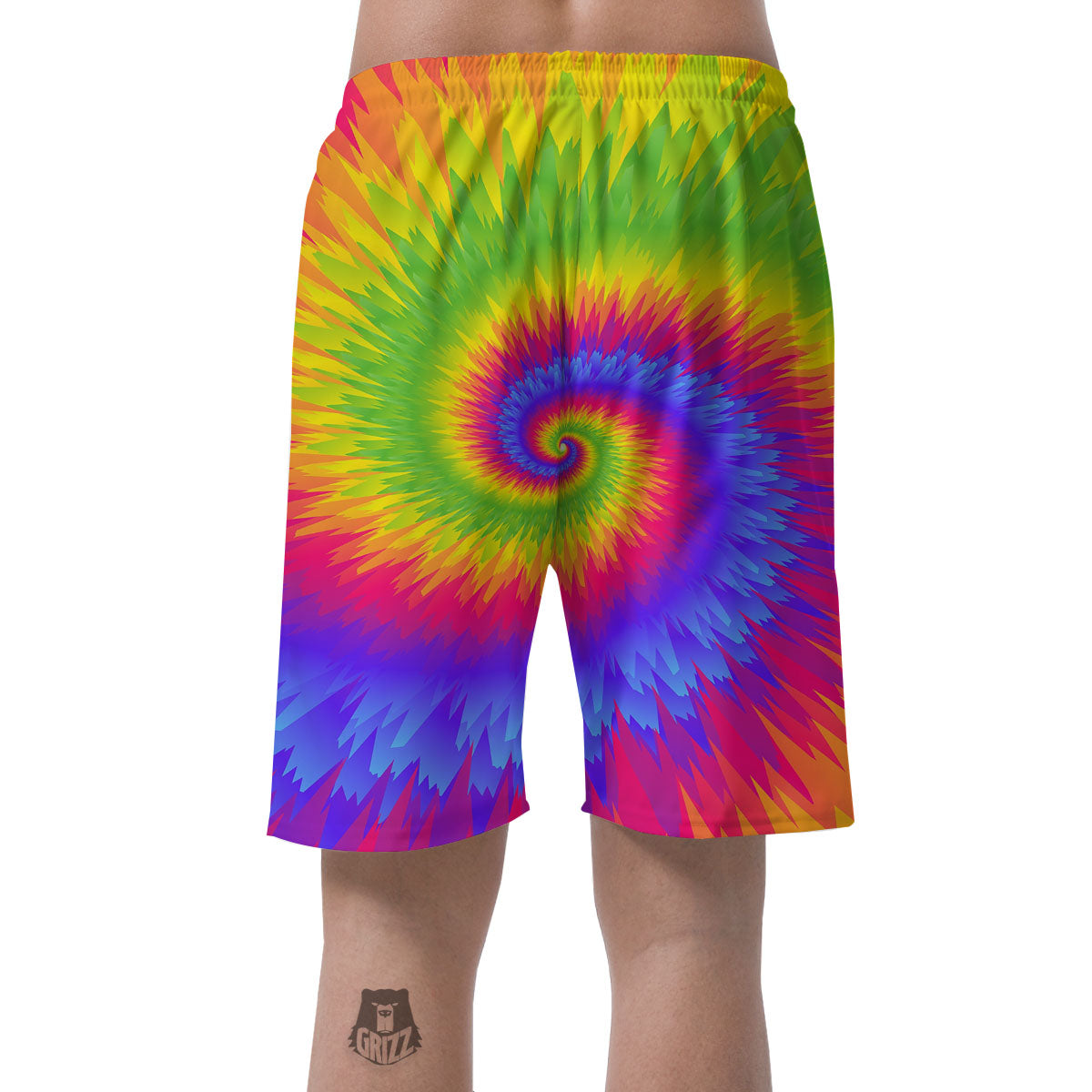 Swirl Rainbow Psychedelic Print Men's Shorts-grizzshop