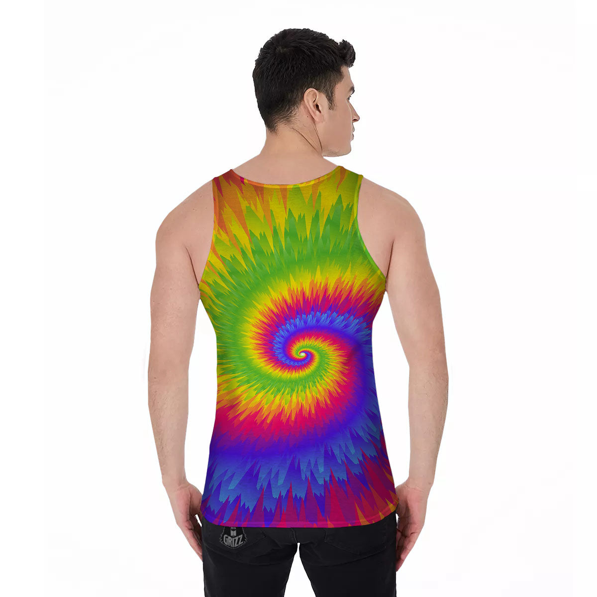 Swirl Rainbow Psychedelic Print Men's Tank Top-grizzshop