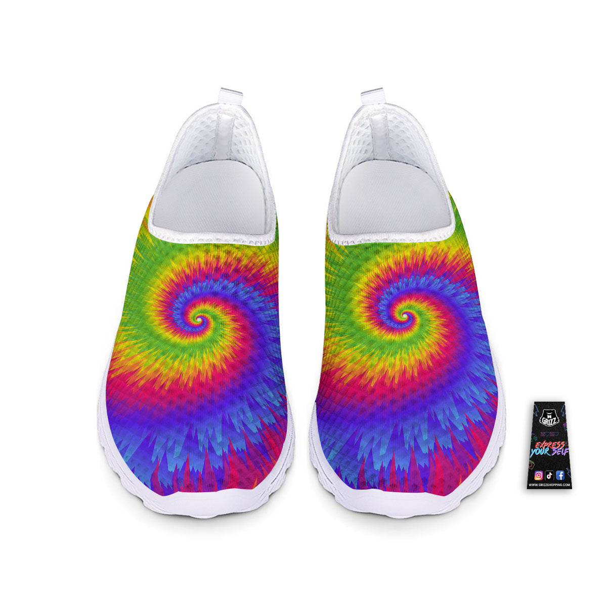 Swirl Rainbow Psychedelic Print Nurse Shoes-grizzshop