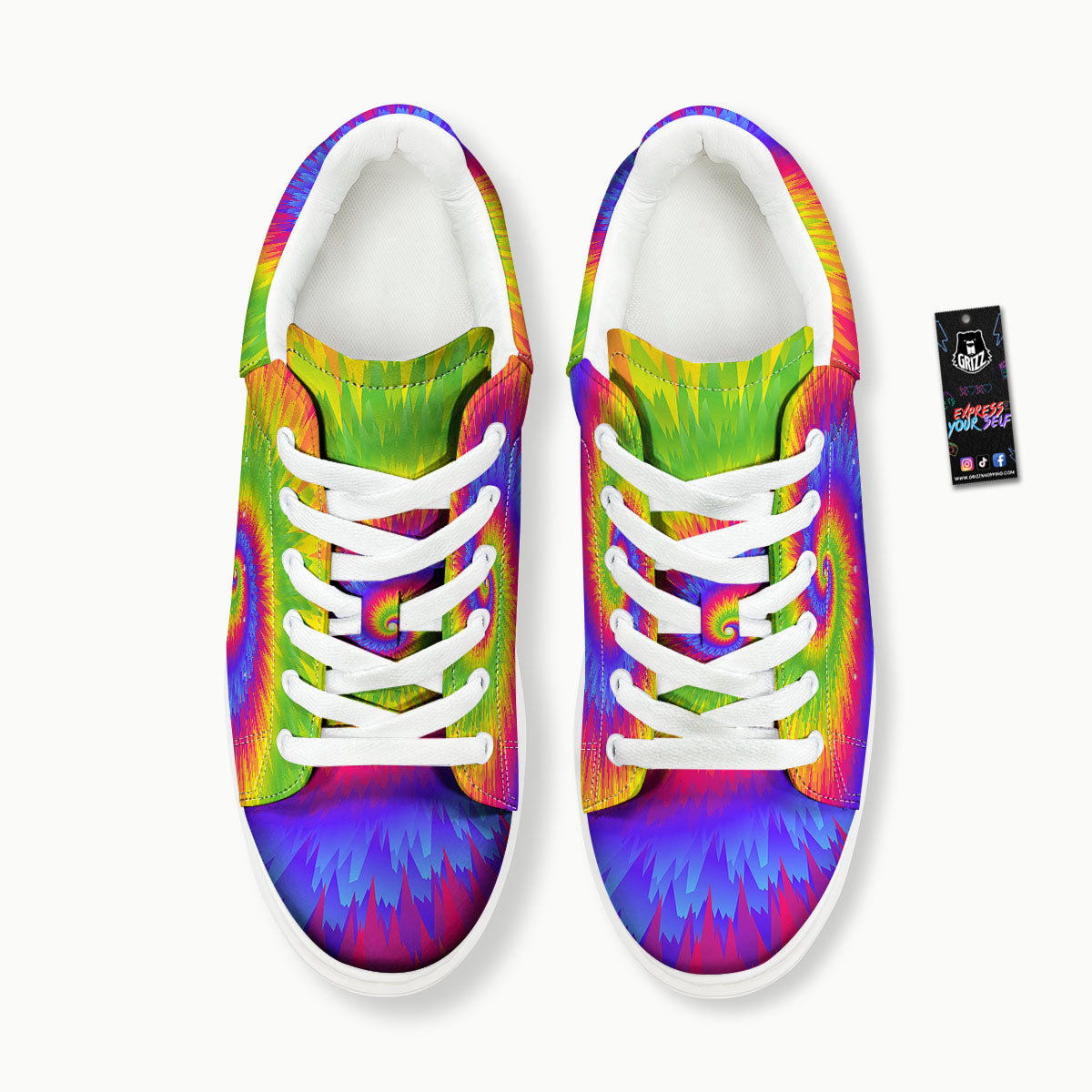 Swirl Rainbow Psychedelic Print Platform Shoes-grizzshop