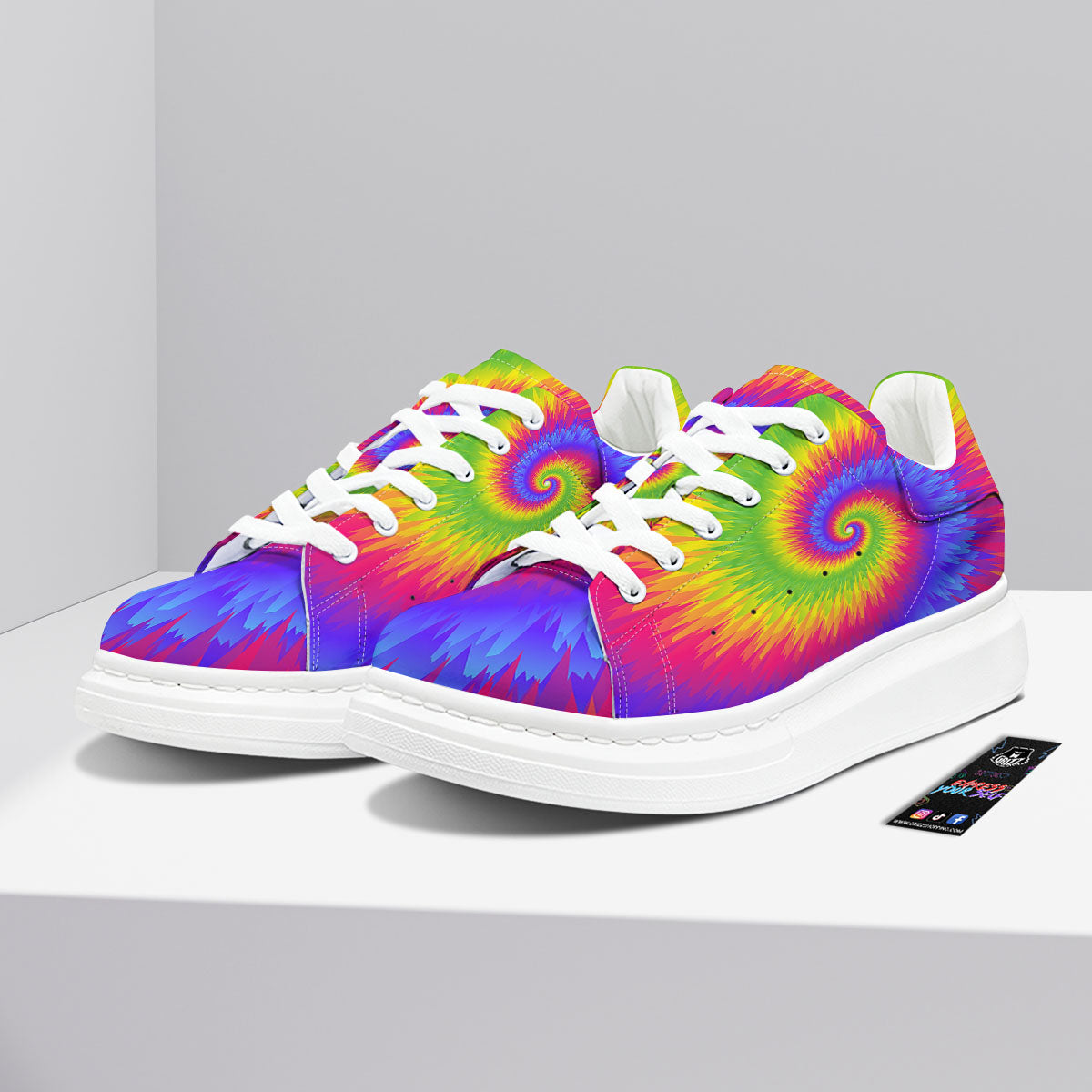Swirl Rainbow Psychedelic Print Platform Shoes-grizzshop